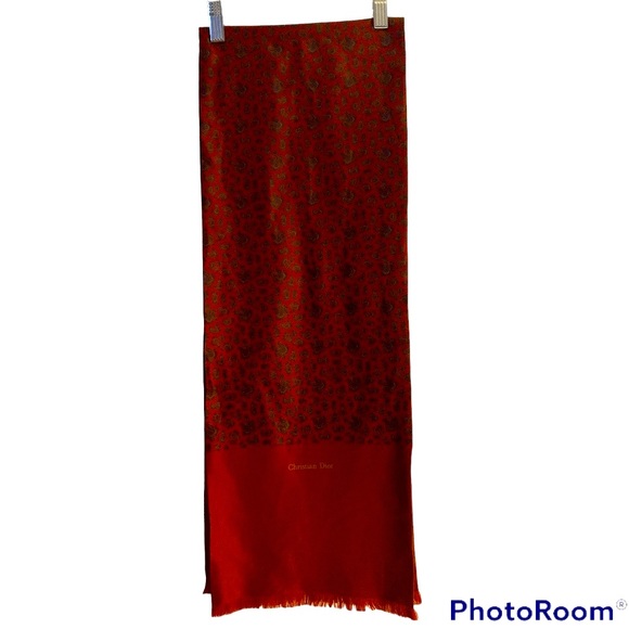 Dior Accessories - Christian Dior Vintage 100% silk maroon paisley scarf from about 1977